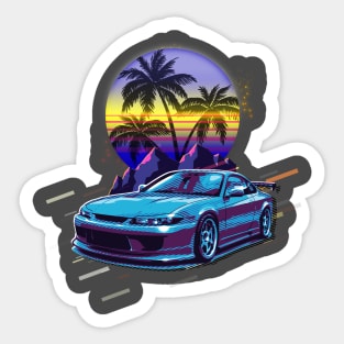 Retro JDM Cars Blue Color Sticker